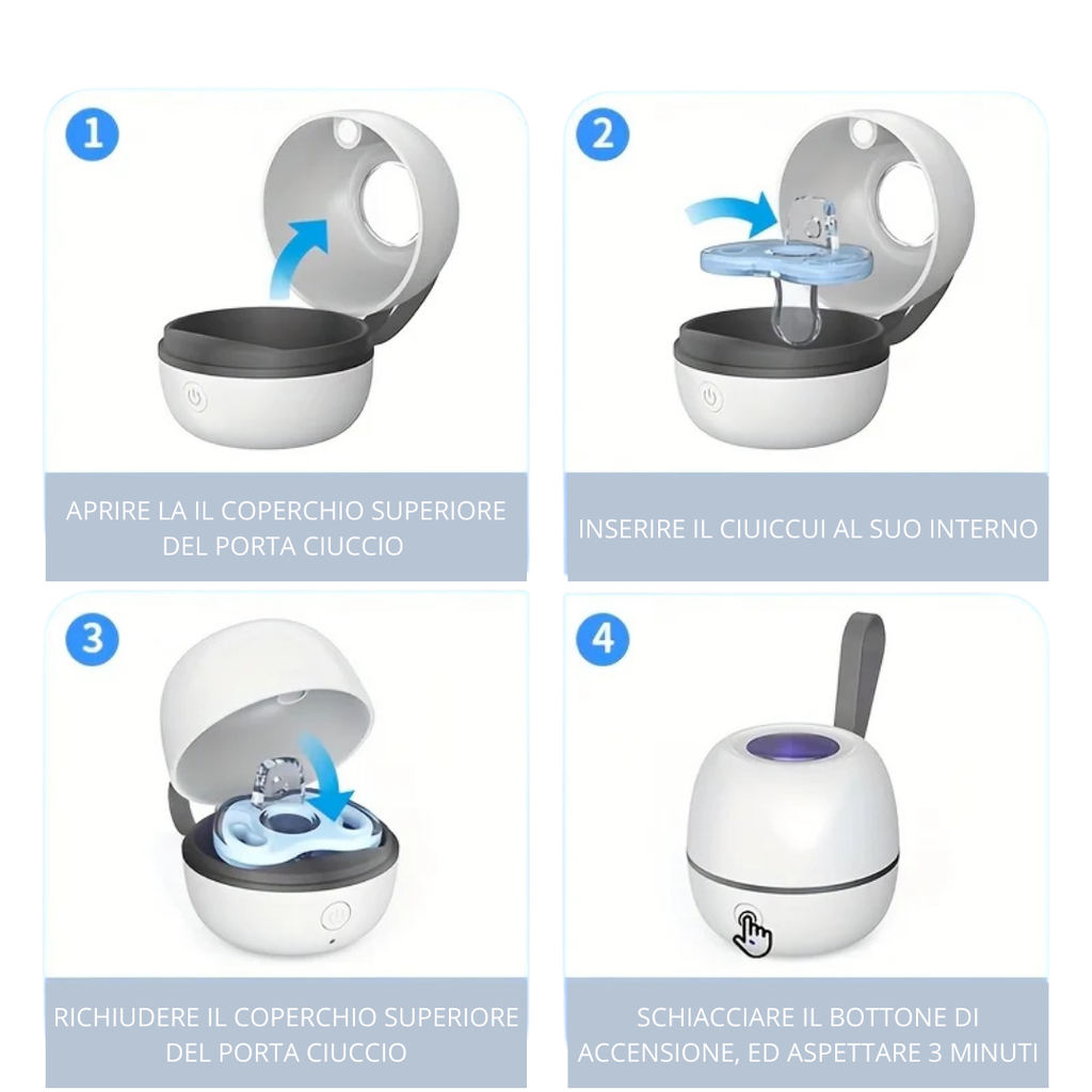 SmartClean Go - Scatola Portatile per la Disinfezione dei Ciucci