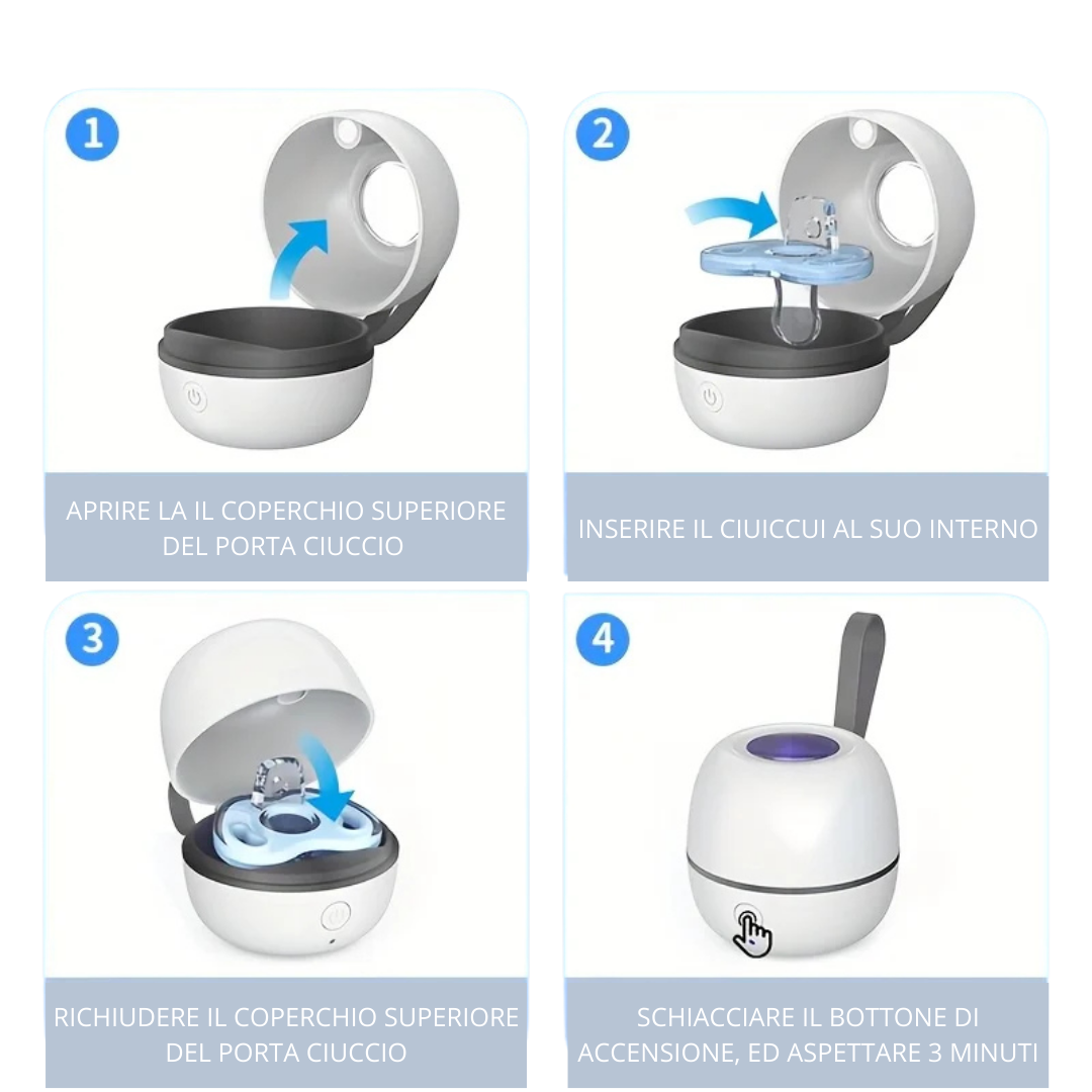 SmartClean Go - Scatola Portatile per la Disinfezione dei Ciucci